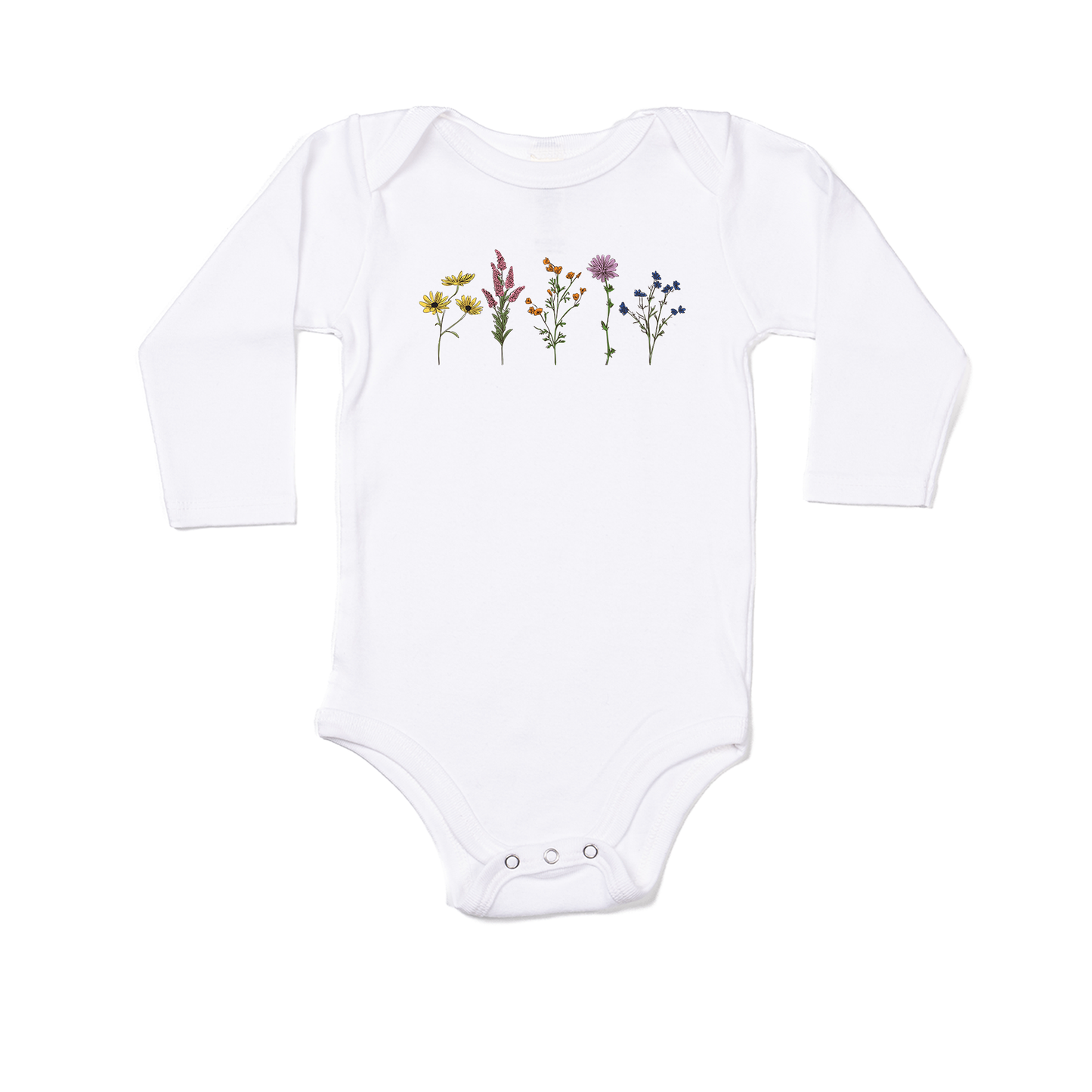 Spring Flowers - Bodysuit (White, Long Sleeve)