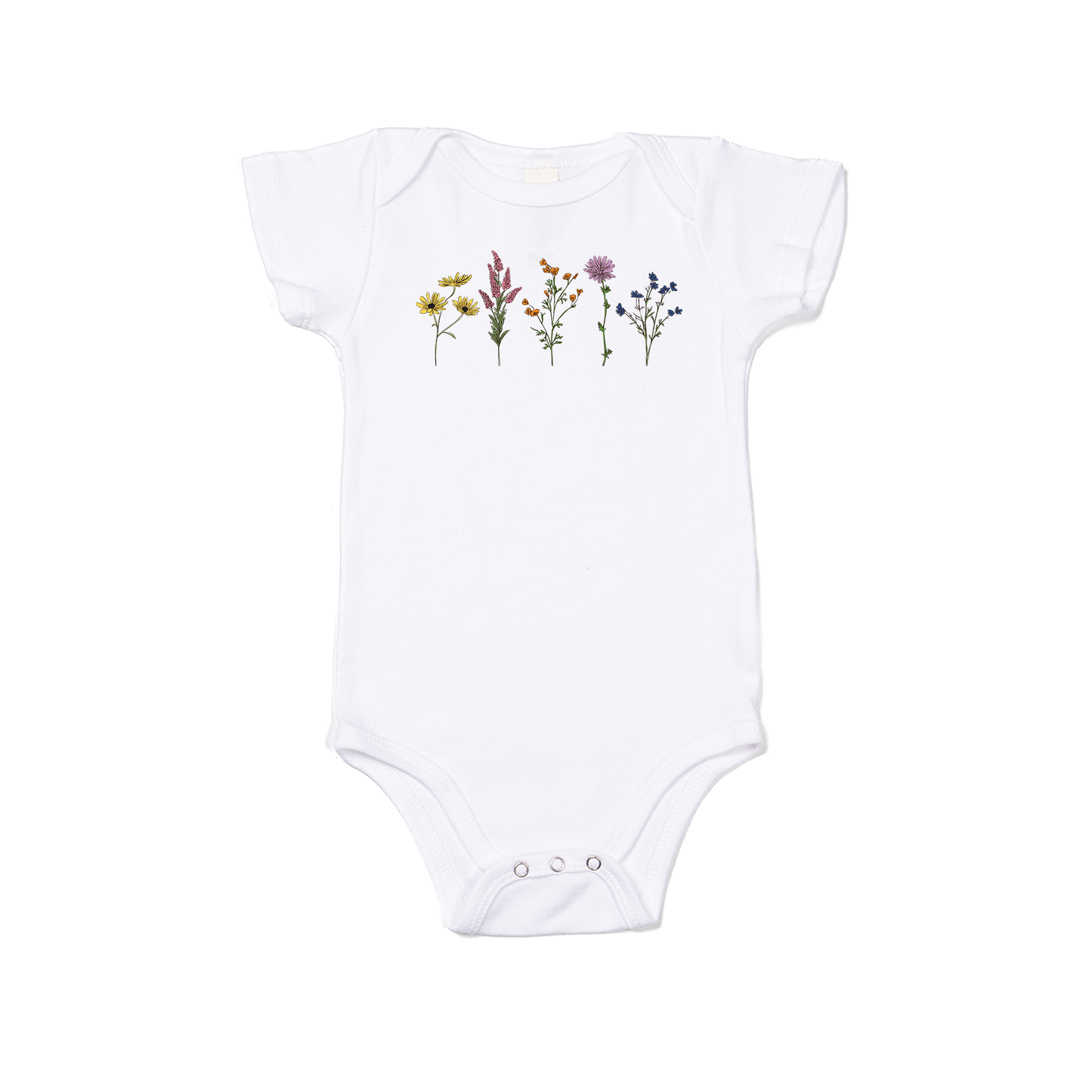 Spring Flowers - Bodysuit (White, Short Sleeve)