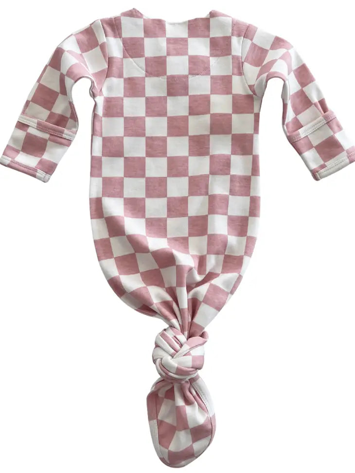 Strawberry Shortcake Checkerboard - Organic Kimono Knot Gown