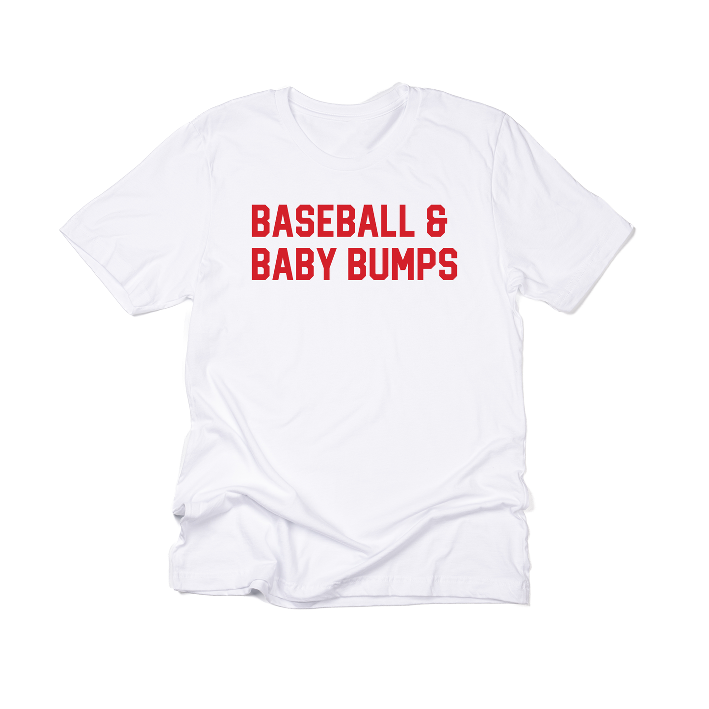 Baseball & Baby Bumps (Red) - Tee (White)