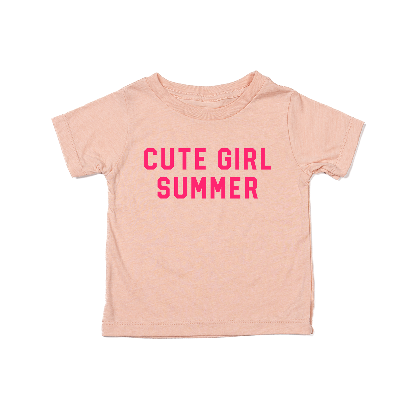 Cute Girl Summer (Hot Pink) - Kids Tee (Peach)