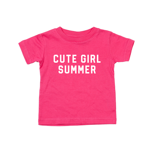Cute Girl Summer (White) - Kids Tee (Hot Pink)