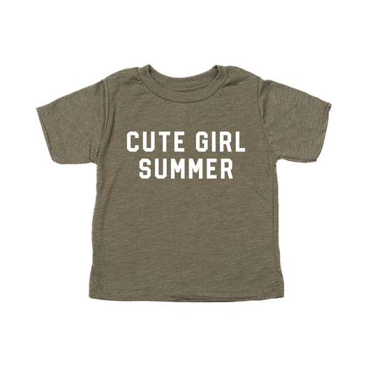 Cute Girl Summer (White) - Kids Tee (Olive)