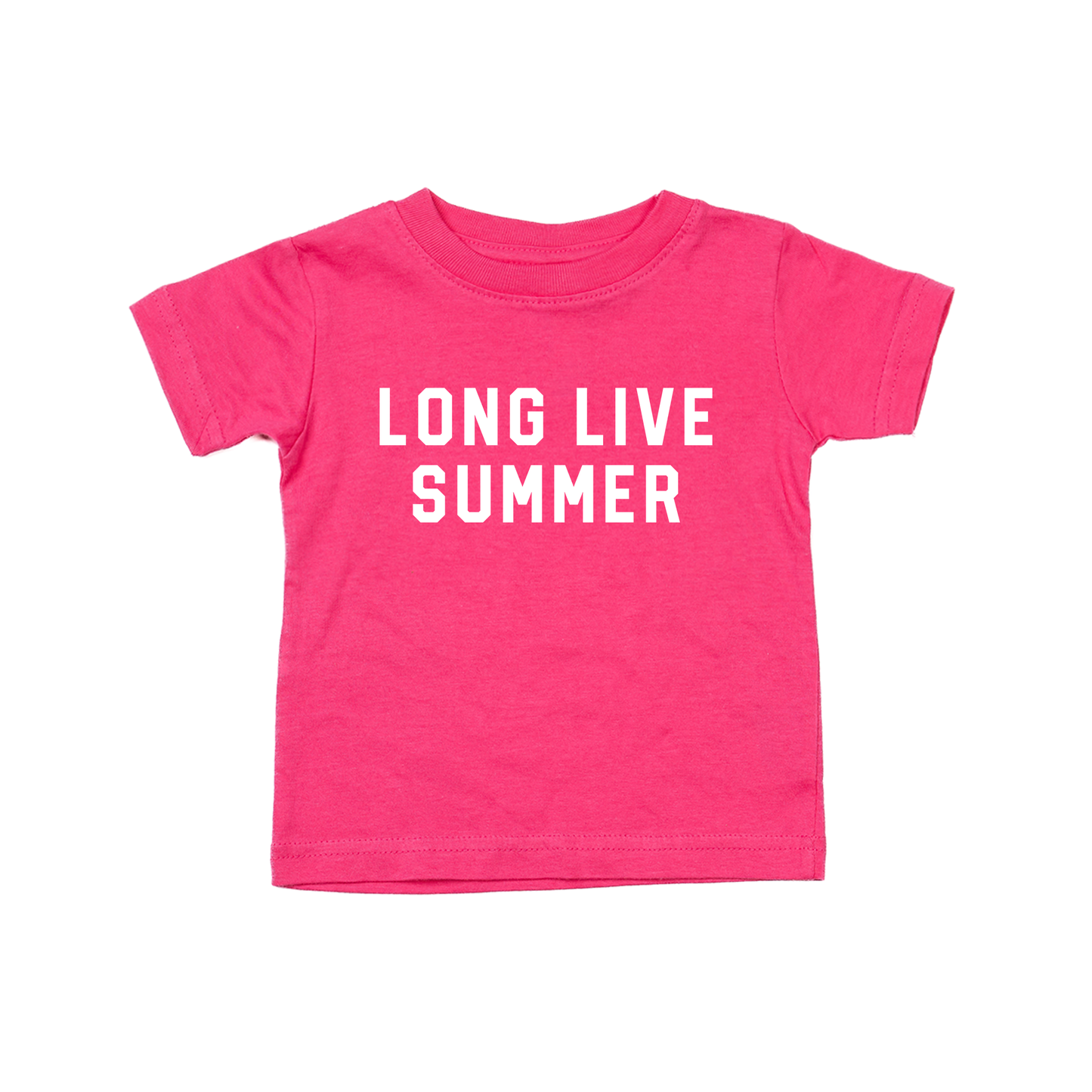 Long Live Summer (White) - Kids Tee (Hot Pink)