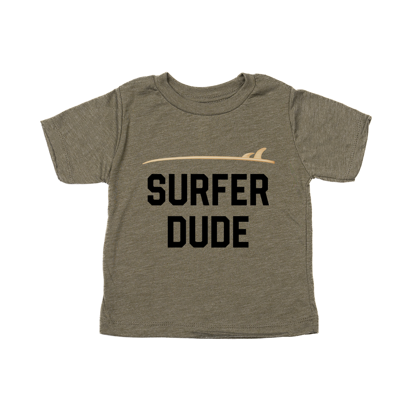 Surfer Dude (Black) - Kids Tee (Olive)