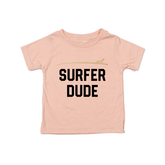 Surfer Dude (Black) - Kids Tee (Peach)