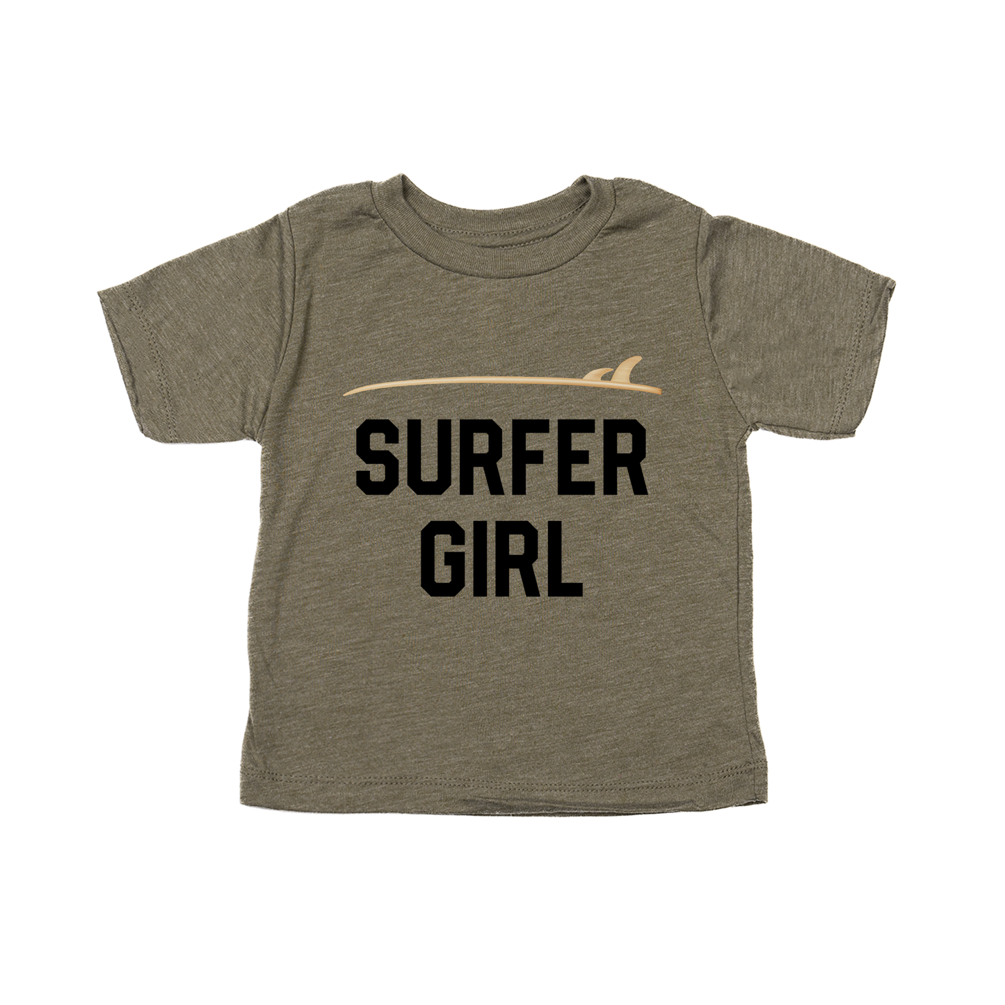 Surfer Girl (Black) - Kids Tee (Olive)