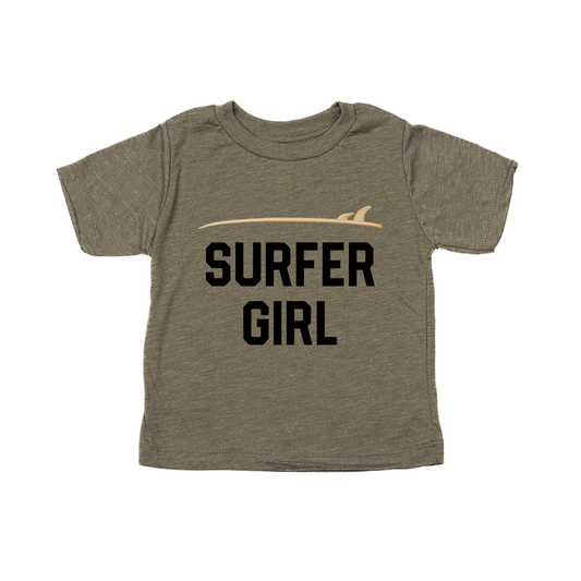 Surfer Girl (Black) - Kids Tee (Olive)