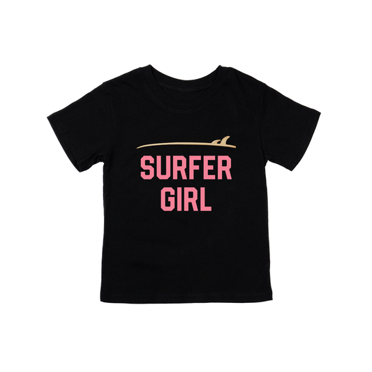 Surfer Girl (Pink) - Kids Tee (Black)