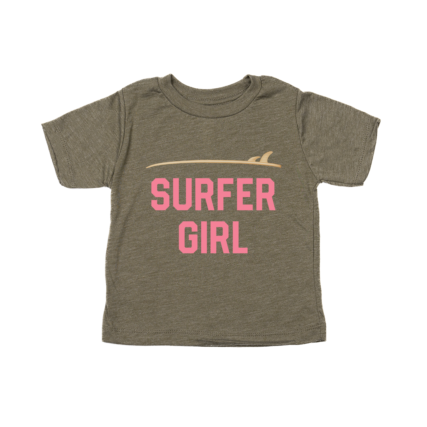 Surfer Girl (Pink) - Kids Tee (Olive)