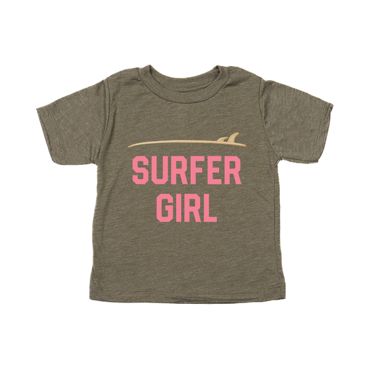 Surfer Girl (Pink) - Kids Tee (Olive)