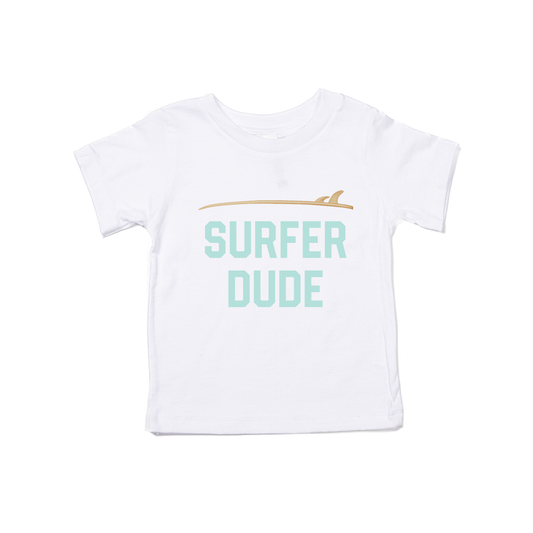 Surfer Dude (Aqua Blue) - Kids Tee (White)