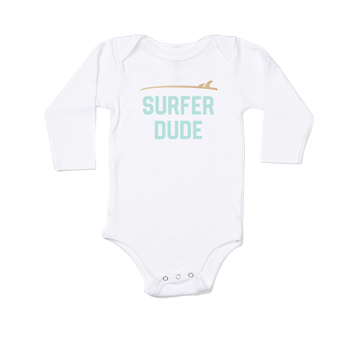 Surfer Dude (Aqua Blue) - Bodysuit (White, Long Sleeve)