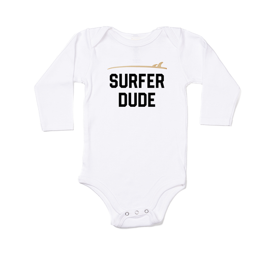 Surfer Dude (Black) - Bodysuit (White, Long Sleeve)