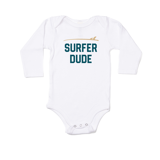 Surfer Dude (Deep Blue) - Bodysuit (White, Long Sleeve)