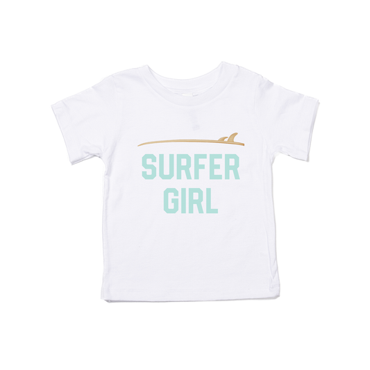 Surfer Girl (Aqua Blue) - Kids Tee (White)