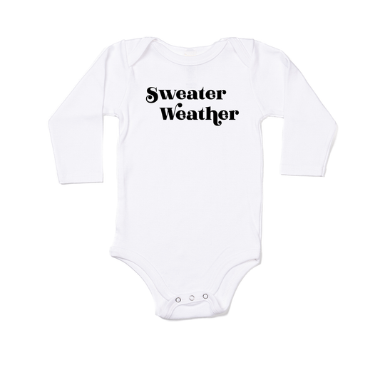 Sweater Weather (Black) - Bodysuit (White, Long Sleeve)