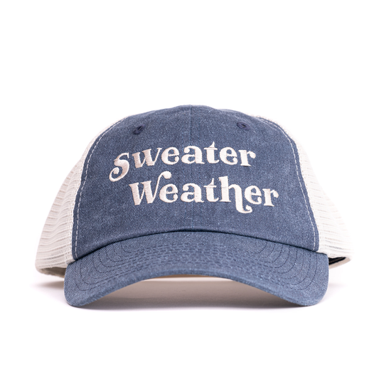 Sweater Weather (Tan) - Baseball Hat (Navy/Stone)