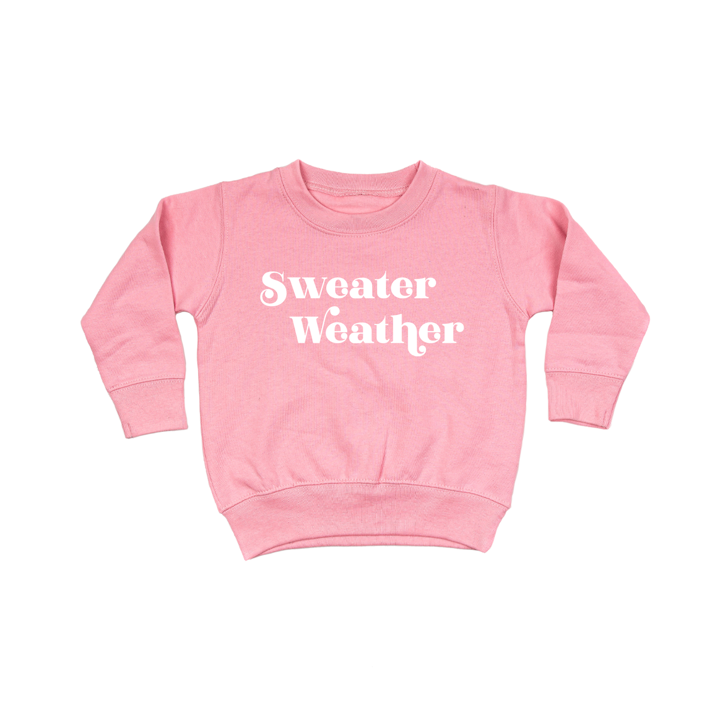 Sweater Weather (White) - Kids Sweatshirt (Pink)