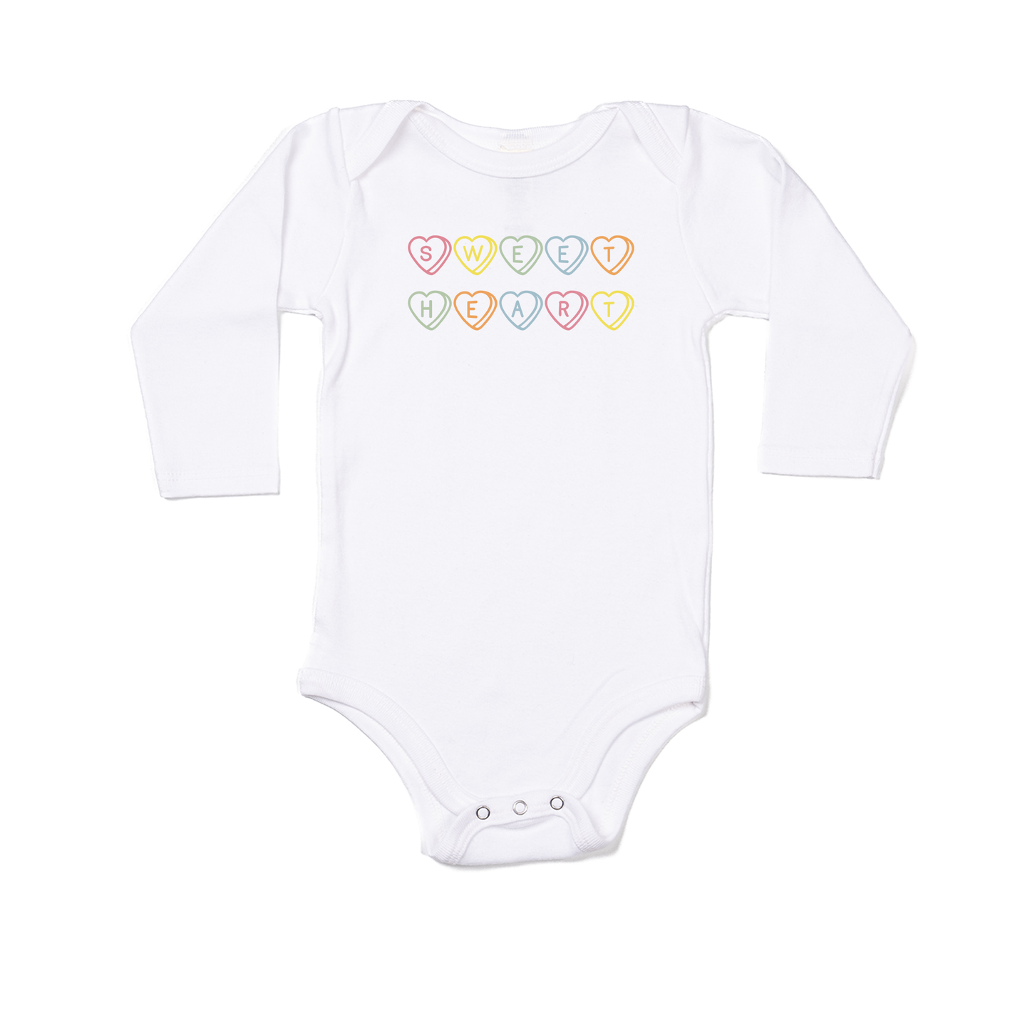 Sweet Heart (Conversation Hearts) - Bodysuit (White, Long Sleeve)