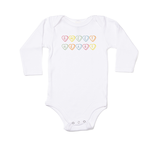 Sweet Heart (Conversation Hearts) - Bodysuit (White, Long Sleeve)