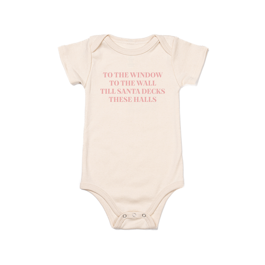 To the Window, To the Wall, Till Santa Decks these Halls (Pink) - Bodysuit (Natural, Short Sleeve)