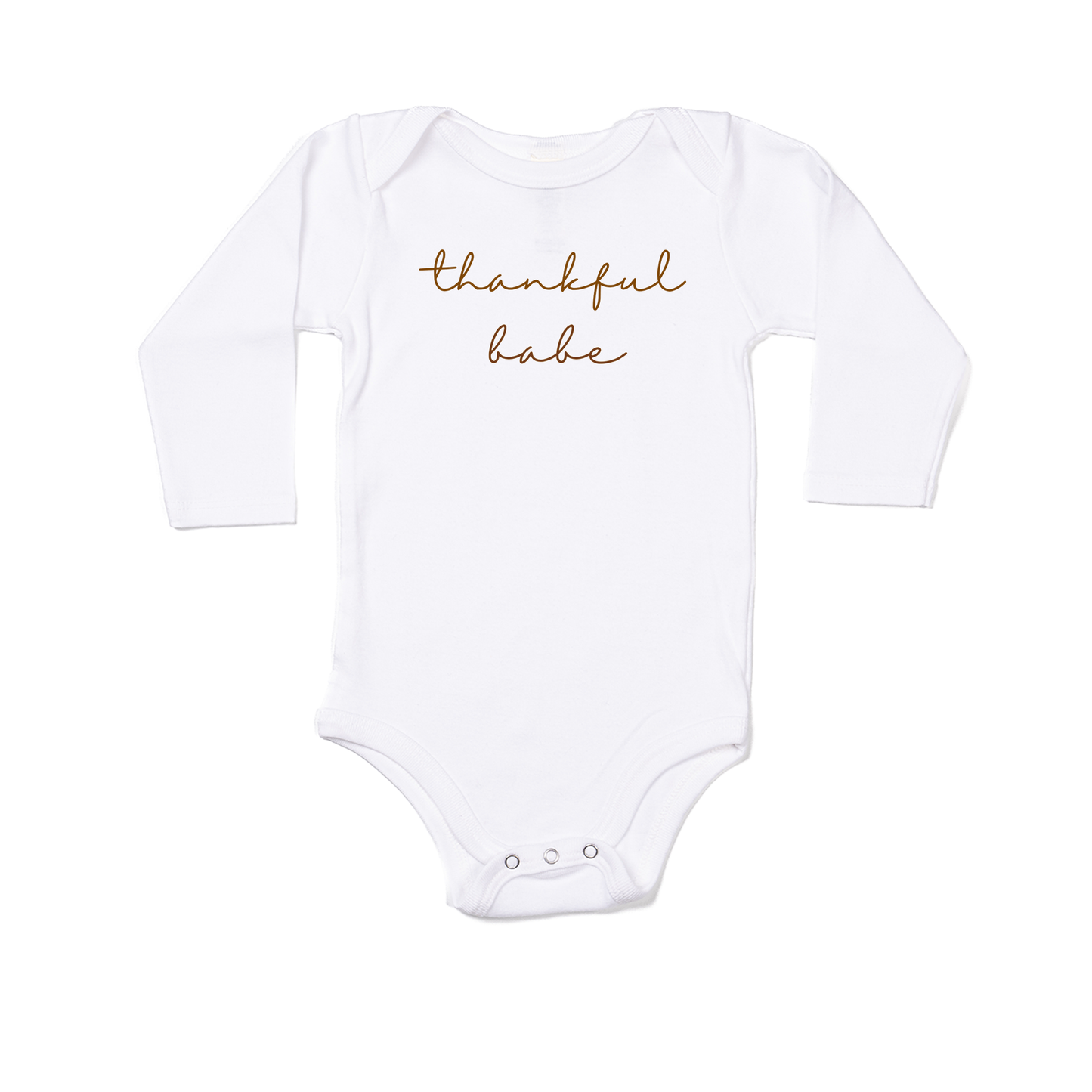 Thankful Babe (Auburn) - Bodysuit (White, Long Sleeve)