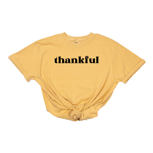 Thankful (Black) - Tee (Vintage Mustard, Short Sleeve)