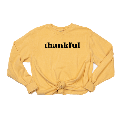 Thankful (Black) - Tee (Vintage Mustard, Long Sleeve)