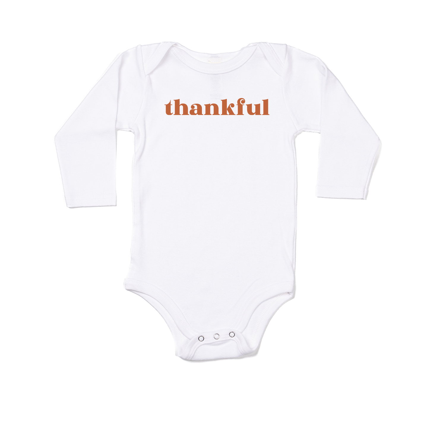 Thankful (Rust) - Bodysuit (White, Long Sleeve)