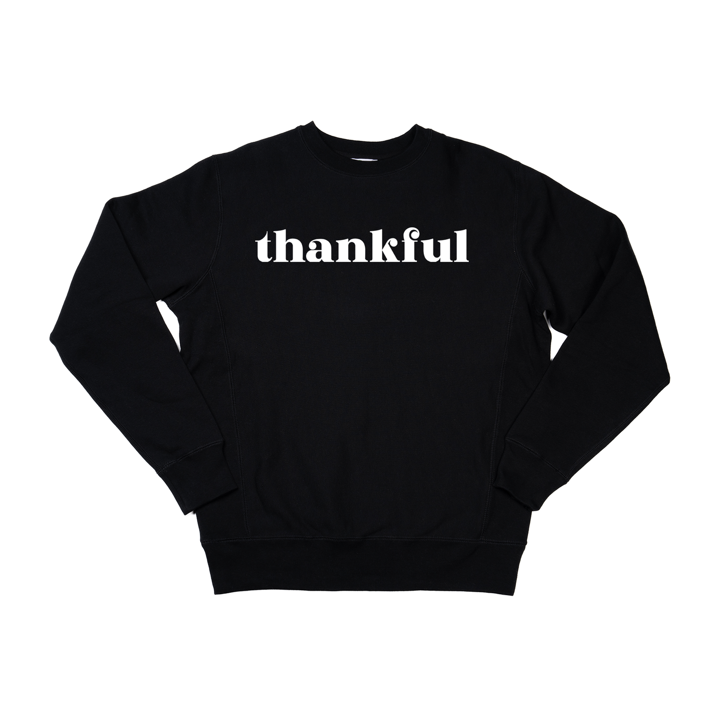 Thankful (White) - Heavyweight Sweatshirt (Black)