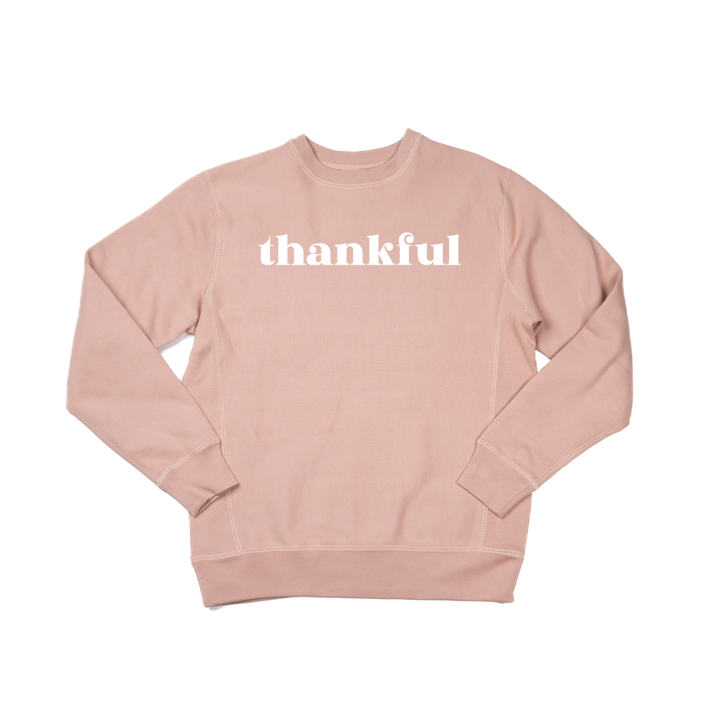 Thankful (White) - Heavyweight Sweatshirt (Dusty Rose)