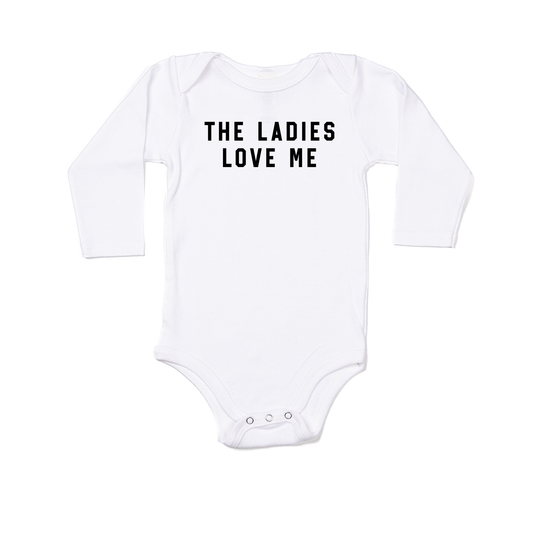 The Ladies Love Me (Black) - Bodysuit (White, Long Sleeve)