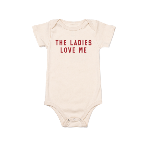 The Ladies Love Me (Red) - Bodysuit (Natural, Short Sleeve)