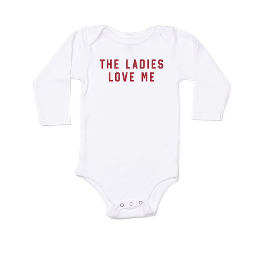 The Ladies Love Me (Red) - Bodysuit (White, Long Sleeve)