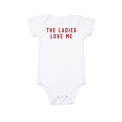 The Ladies Love Me (Red) - Bodysuit (White, Short Sleeve)
