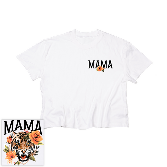 Tiger Mama (Pocket & Back) - Cropped Tee (White)