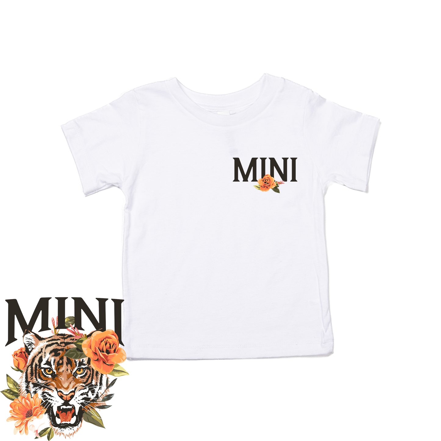 Tiger Mini (Pocket & Back) - Kids Tee (White)