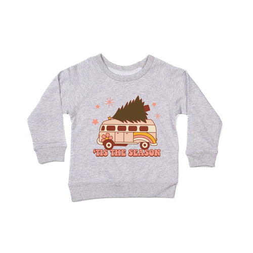 Tis the Season Retro Van - Kids Sweatshirt (Heather Gray)