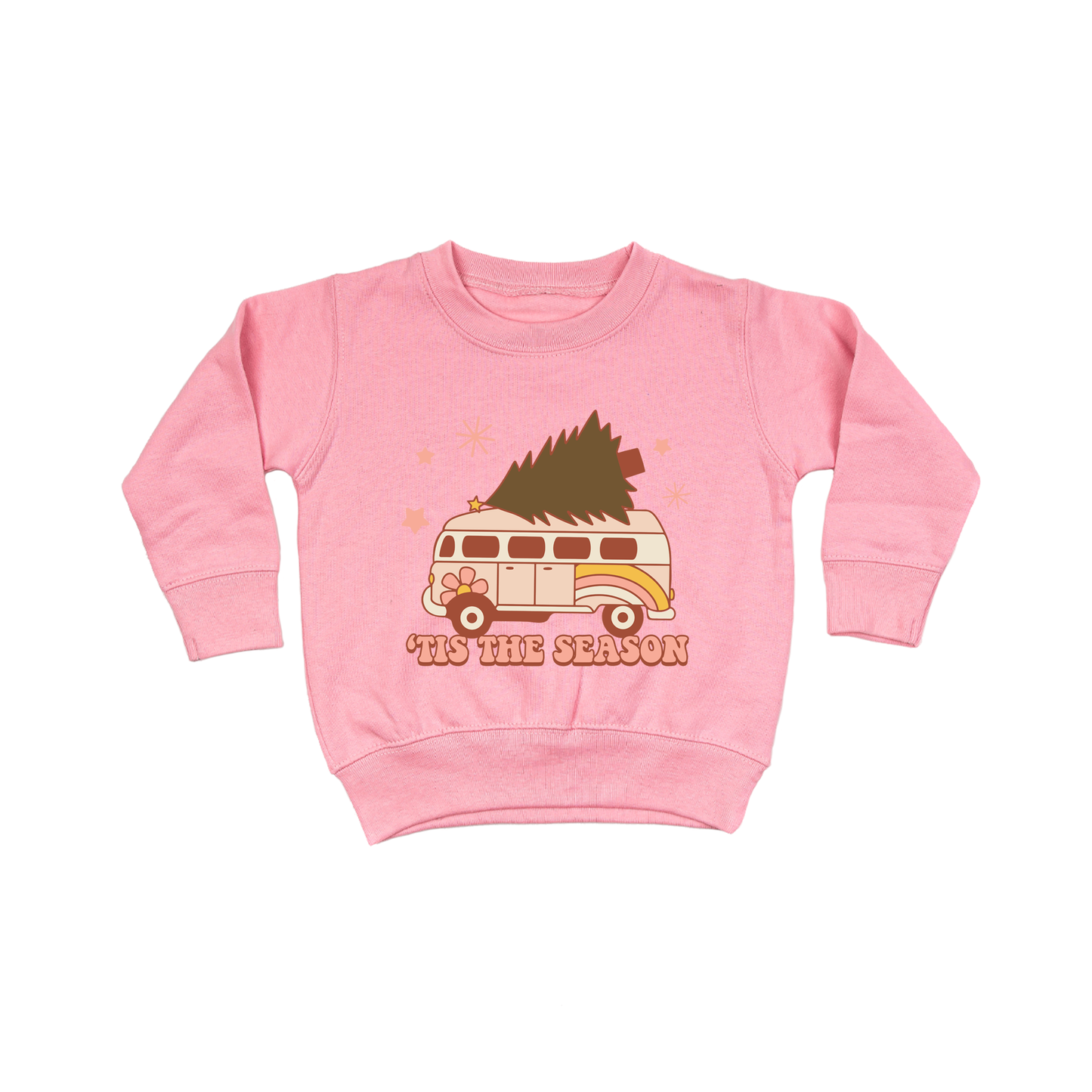 Tis the Season Retro Van - Kids Sweatshirt (Pink)