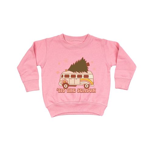 Tis the Season Retro Van - Kids Sweatshirt (Pink)