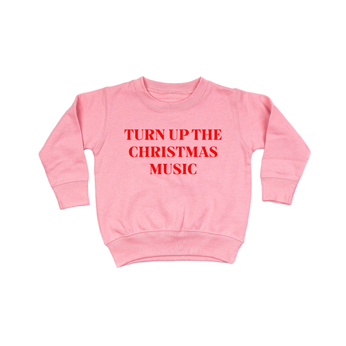 Turn Up The Christmas Music (Red) - Kids Sweatshirt (Pink)