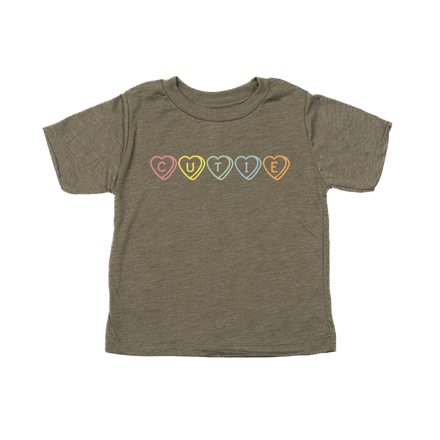 Cutie (Conversation Hearts) - Kids Tee (Olive)