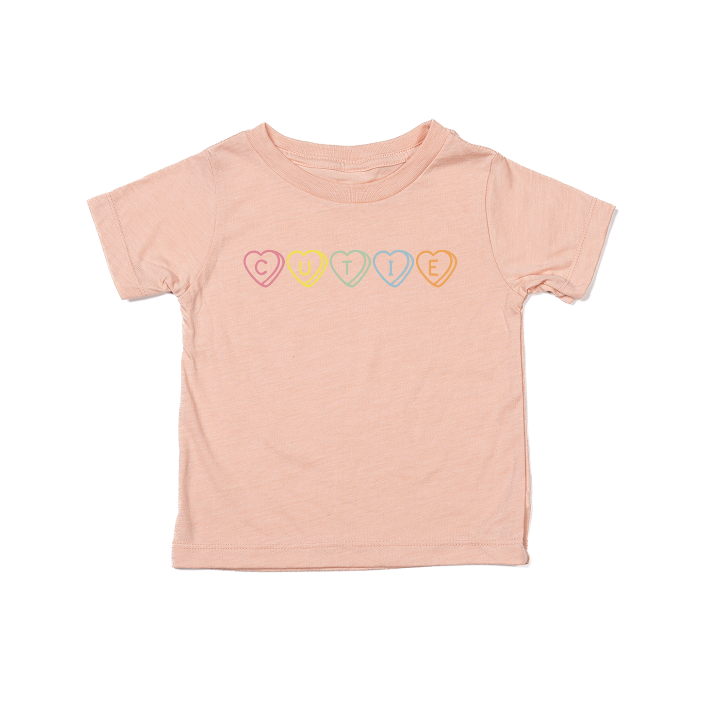 Cutie (Conversation Hearts) - Kids Tee (Peach)