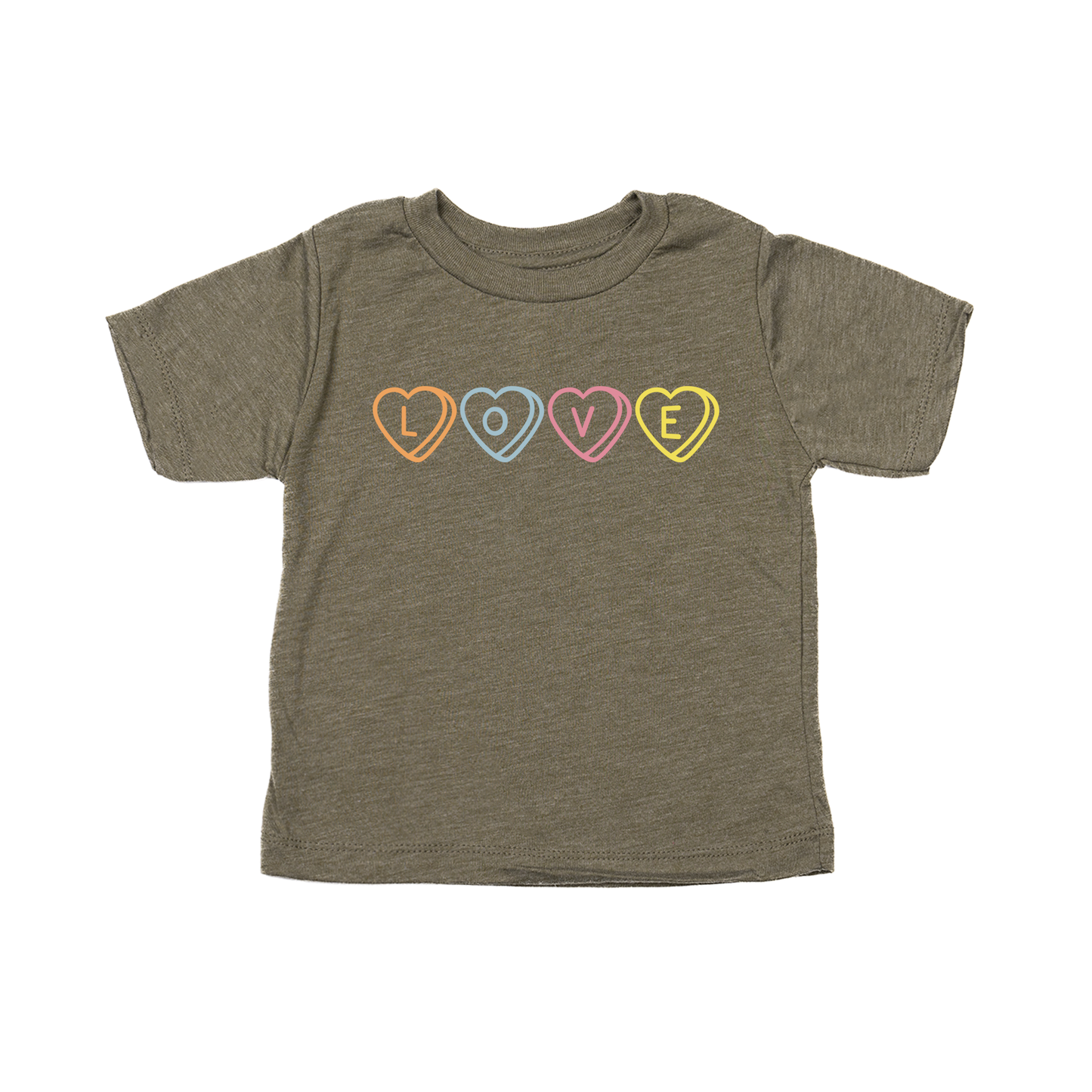 Love (Conversation Hearts) - Kids Tee (Olive)