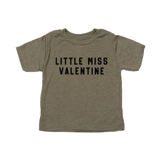 Little Miss Valentine (Black) - Kids Tee (Olive)