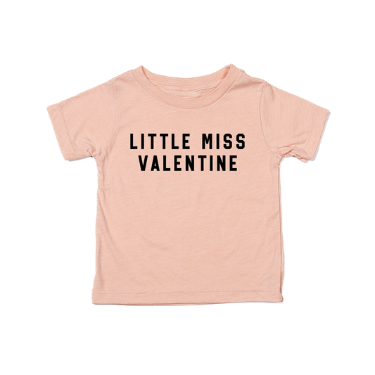 Little Miss Valentine (Black) - Kids Tee (Peach)