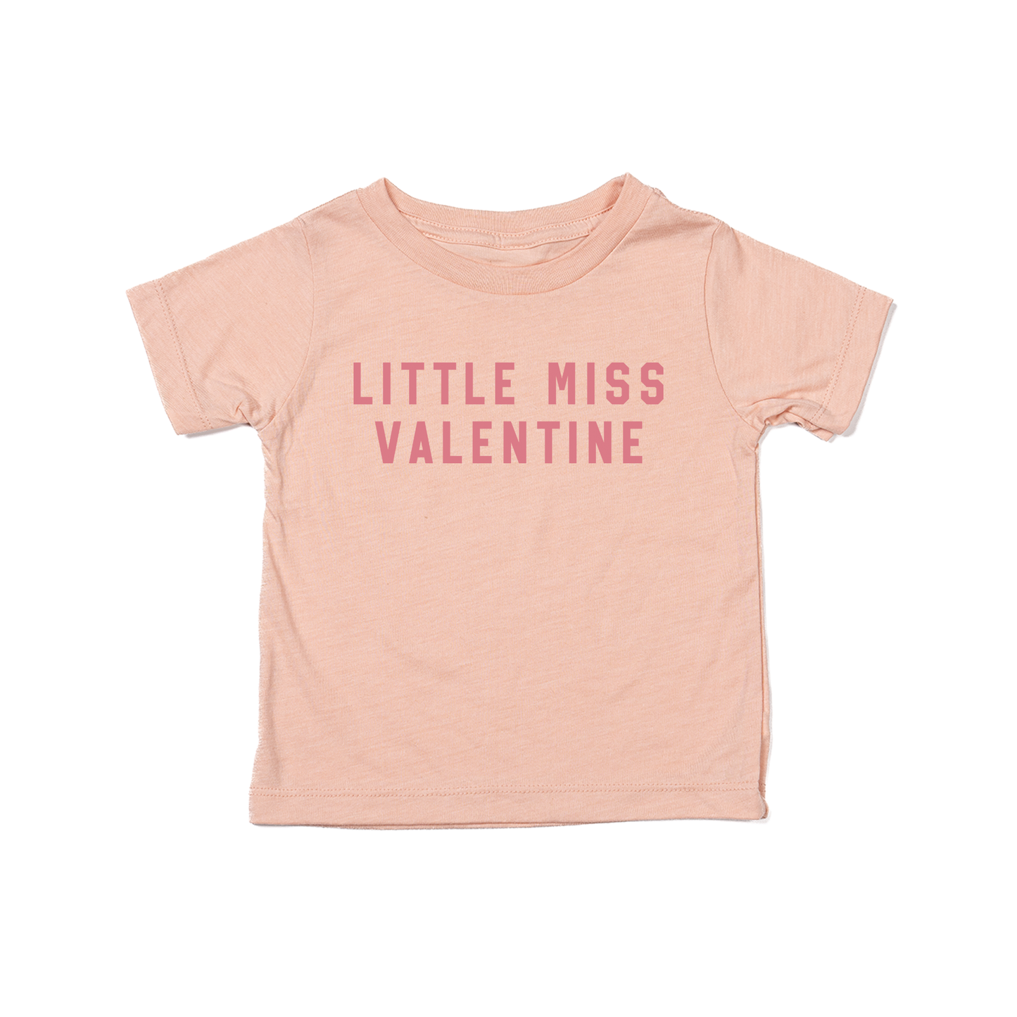 Little Miss Valentine (Pink) - Kids Tee (Peach)
