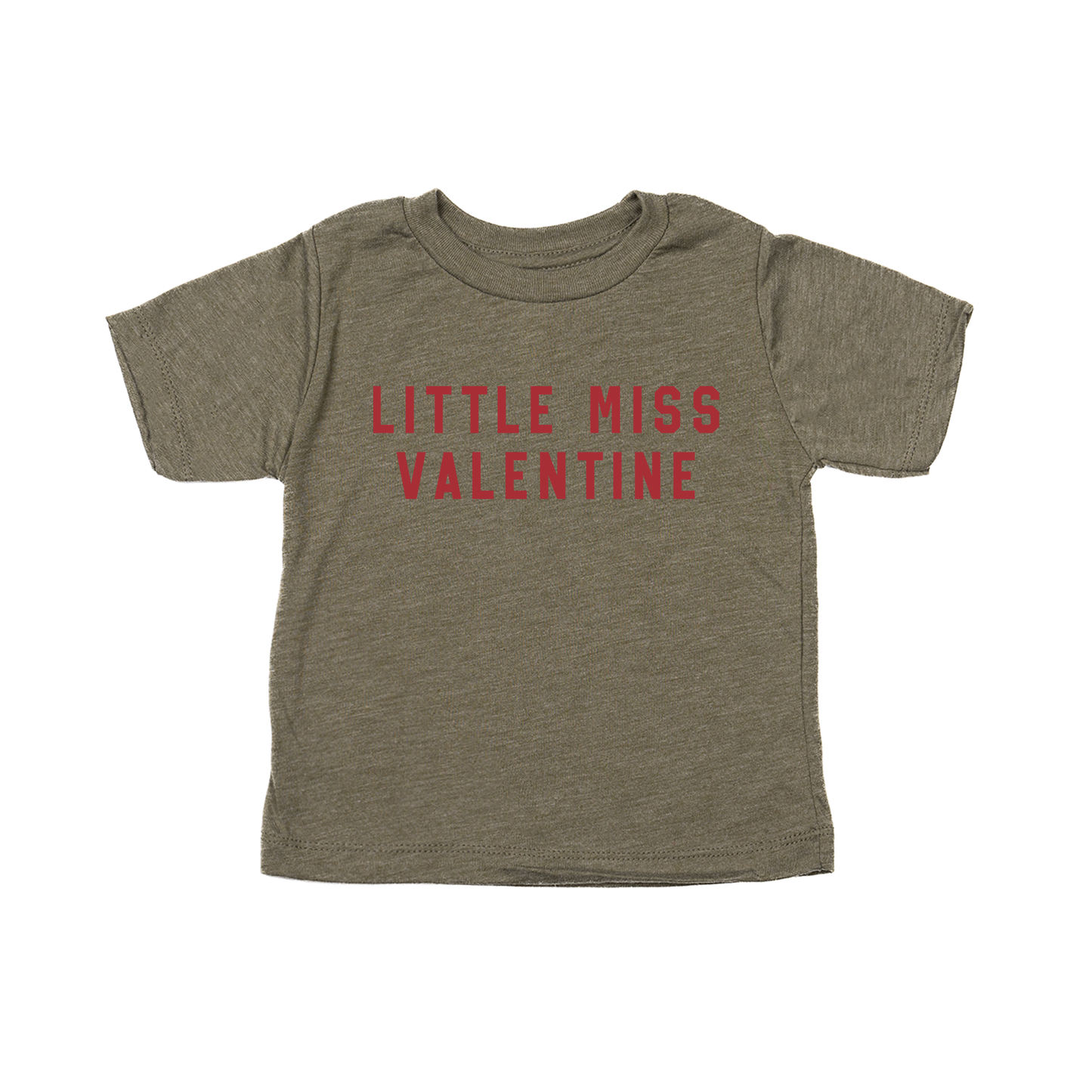 Little Miss Valentine (Red) - Kids Tee (Olive)