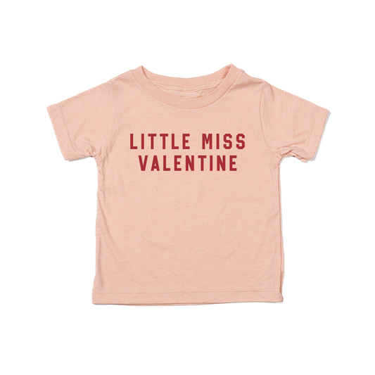 Little Miss Valentine (Red) - Kids Tee (Peach)